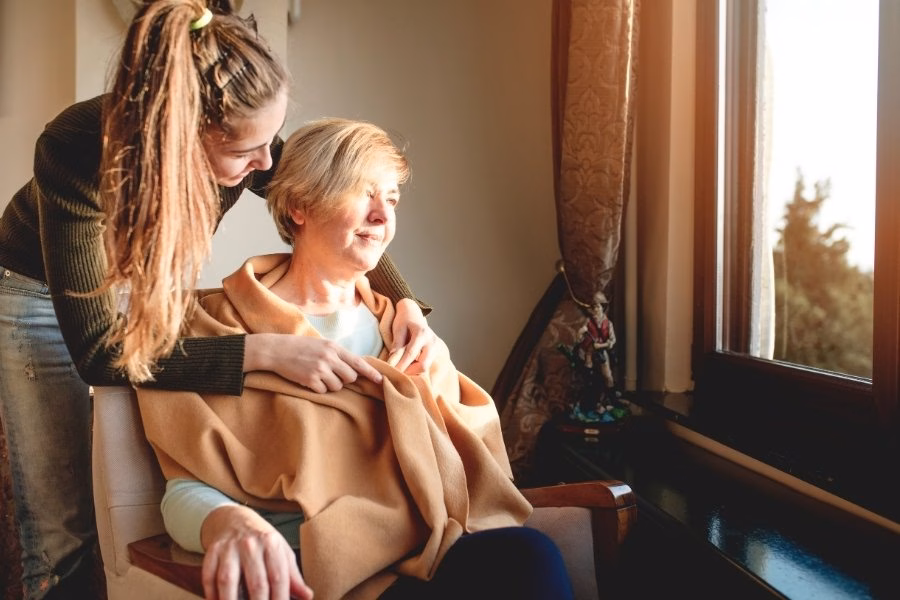 An elderly woman receiving hospice care in Perth Australia
