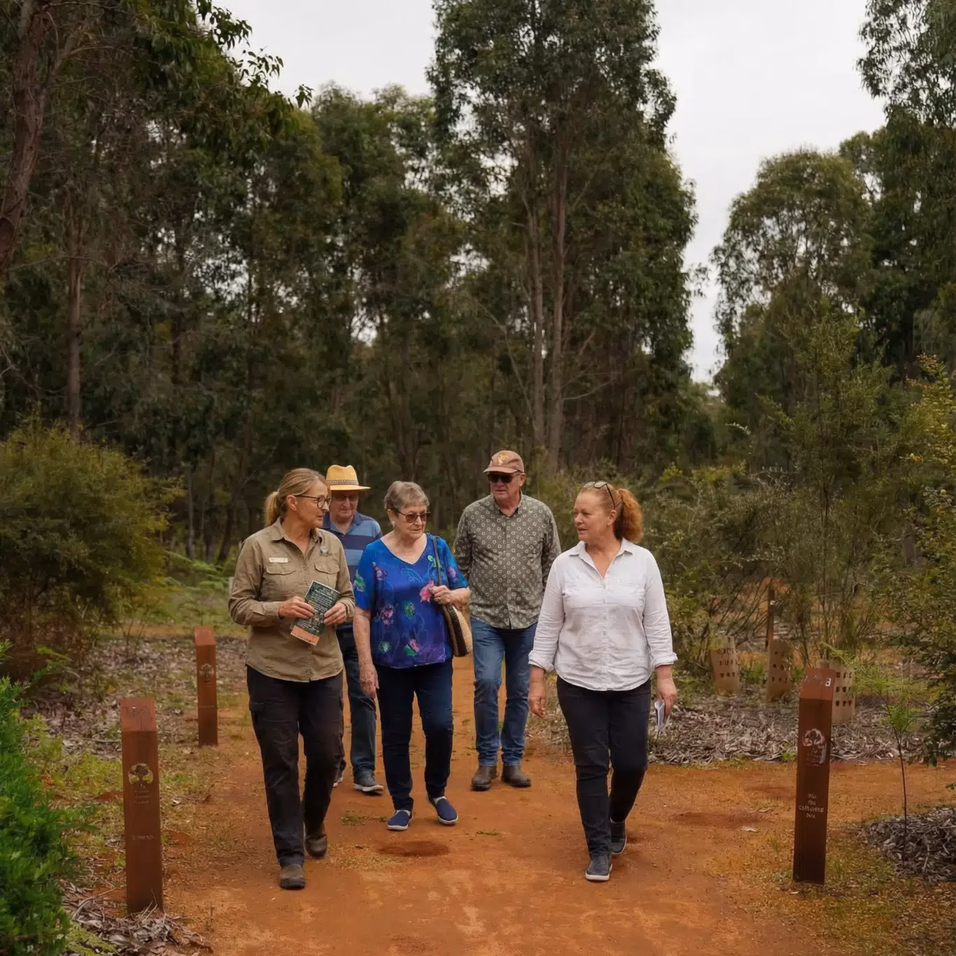 Visitors walking through memorial forest on open day