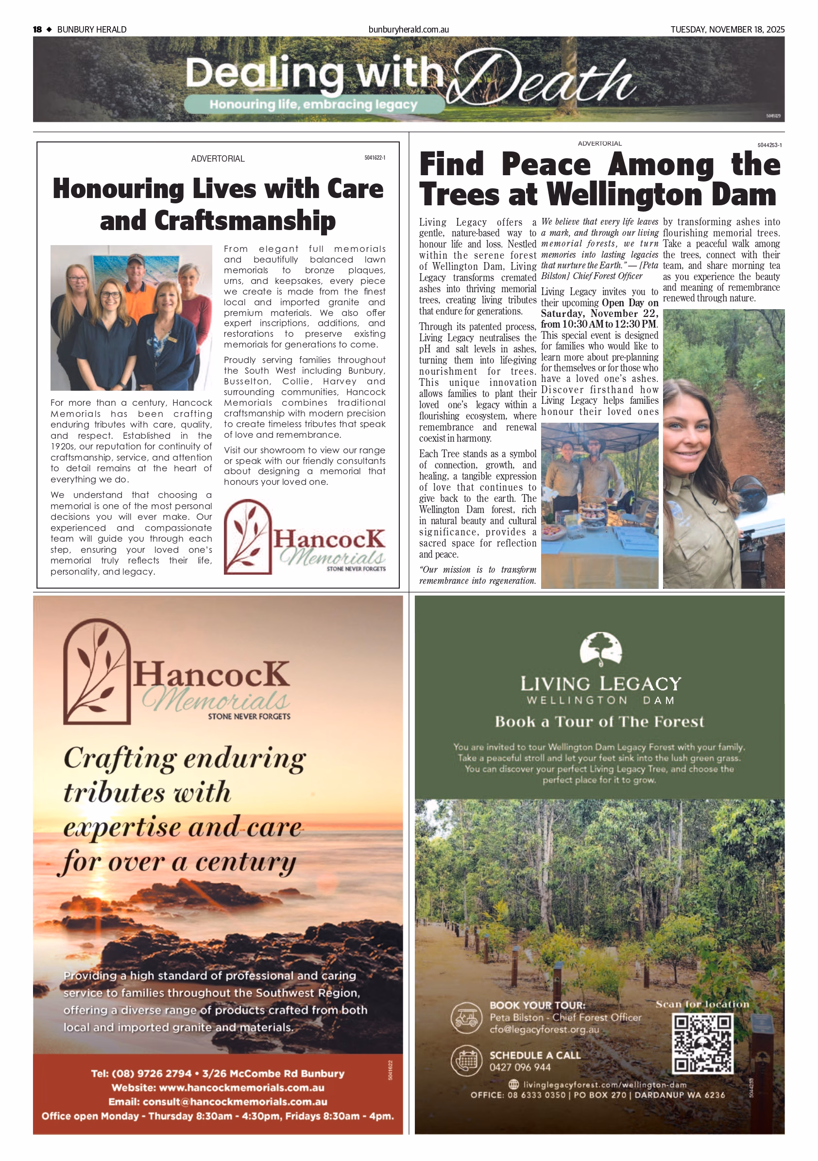 Dealing with Death Bunbury Herald feature article