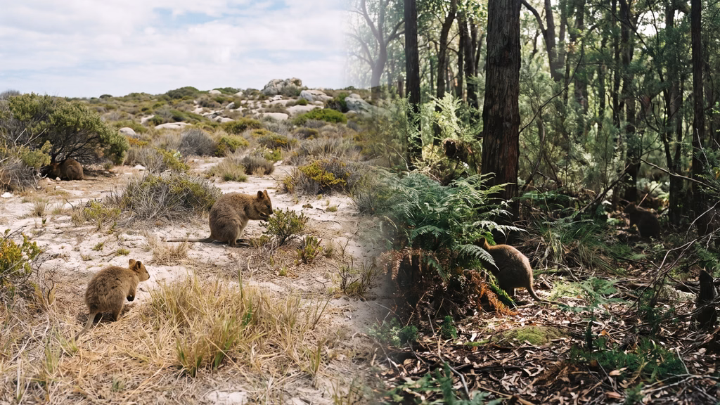 Quokkas in island and mainland forest habitats