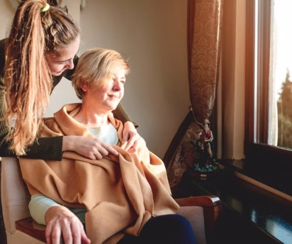 An elderly woman receiving hospice care in Perth Australia
